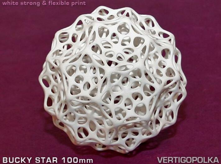 Bucky Star 100mm 3d printed white strong and flexible print
