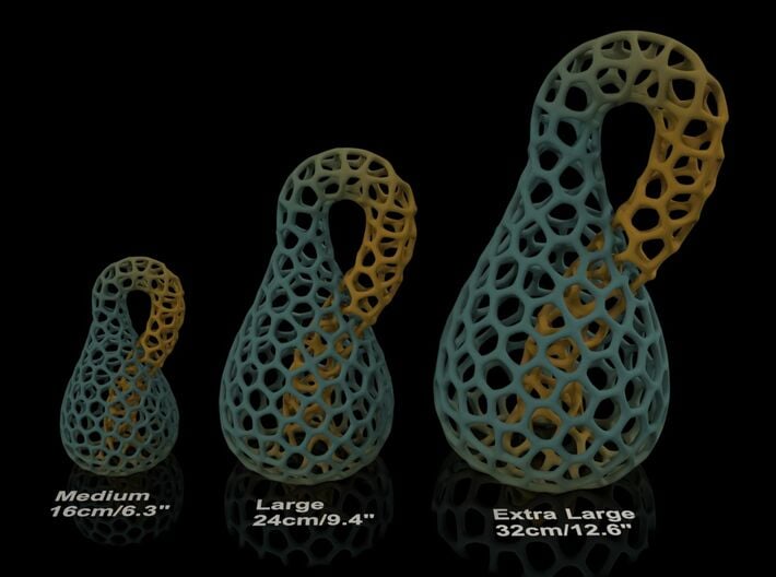 Klein Bottle - Voronoi Weave - Color 3d printed Size comparison