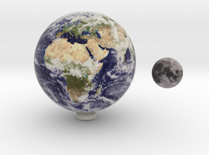 Earth & Moon to scale 3d printed 