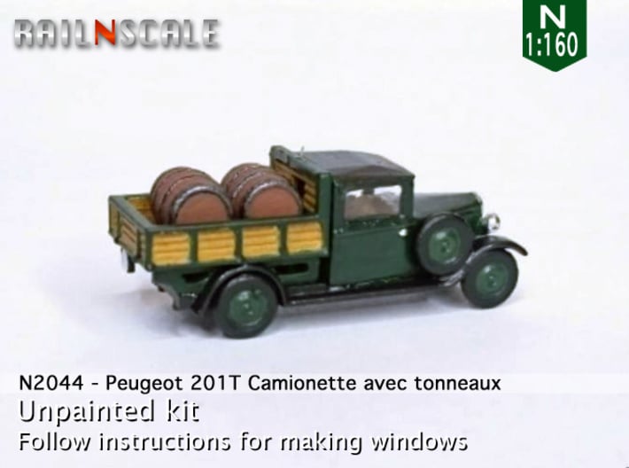 Peugeot 201 T Camionnette avec tonneaux (N 1:160) 3d printed 