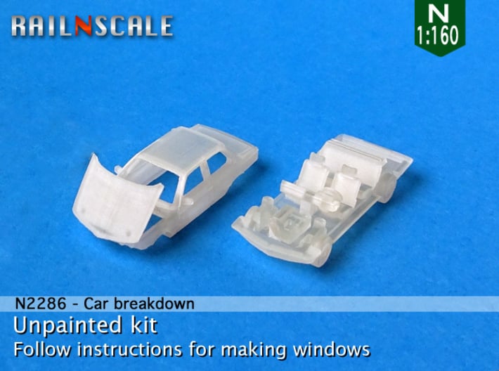 Car breakdown (N 1:160) 3d printed 