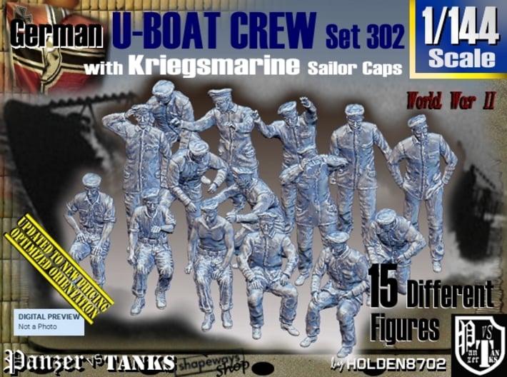 1/144 German U-Boot Crew Set302 3d printed 