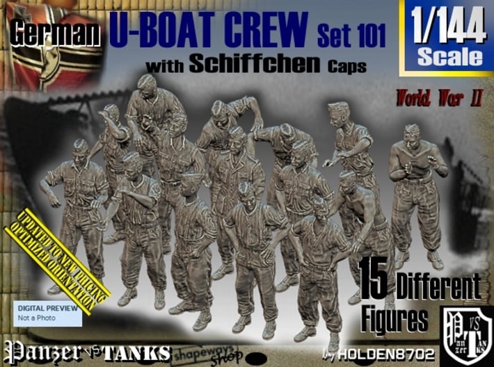 1/144 German U-Boot Crew Set101 3d printed