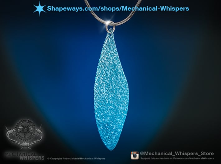 Cicada Wing Pendant - Inside Natural Design 3d printed Shown dyed with turquoise Rit fabric dye.