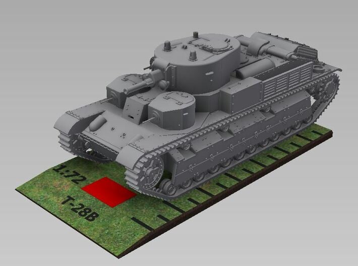 1/72nd scale T-28 soviet medium tank 3d printed Rendered image.