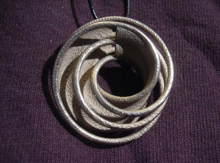 Twin Rail Mobius Pendant - small 3d printed Photo - 3D printed in stainless steel