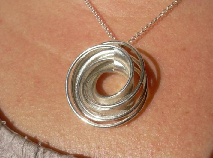 Twin Rail Mobius Pendant - small 3d printed Photo - 3D printed in Silver