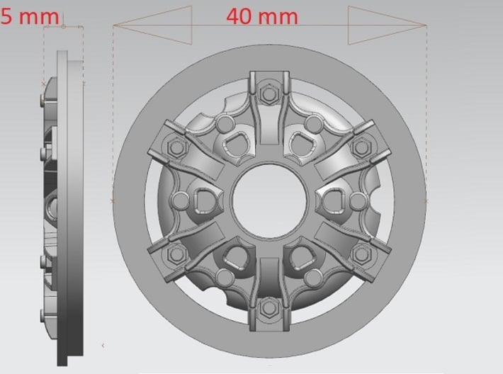 Disk-wheel-5mm-40mm 3d printed 