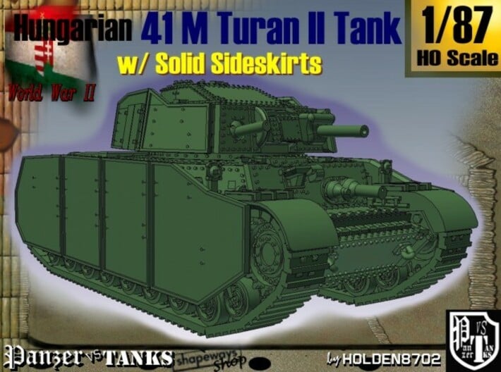 1-87 Hungarian 41M Turan II Solid Sideskirts 3d printed