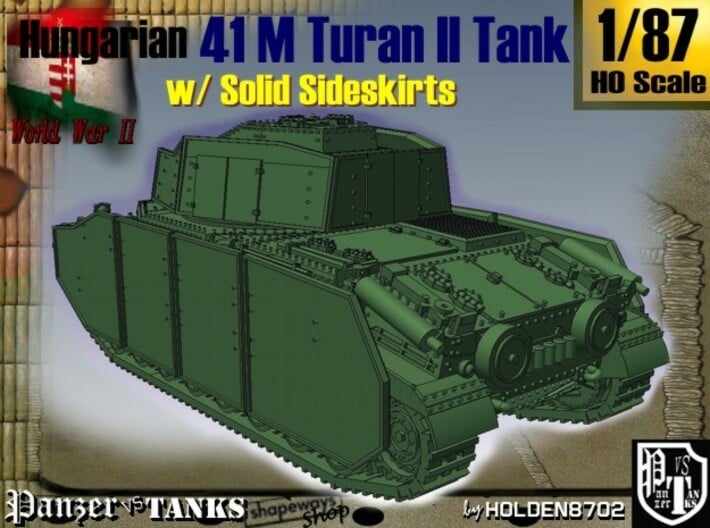 1-87 Hungarian 41M Turan II Solid Sideskirts 3d printed 