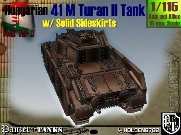 1-115 Hungarian 41M Turan II Solid Sideskirts 3d printed 