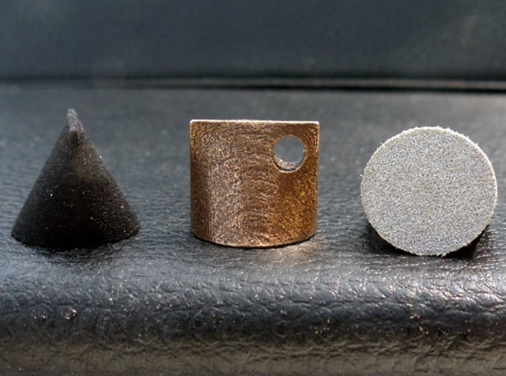 Shape Sorter Circle, Triangle, Square Pendant 3d printed Polished bronze steel, Polished Alumide and Black strong &amp; flexible