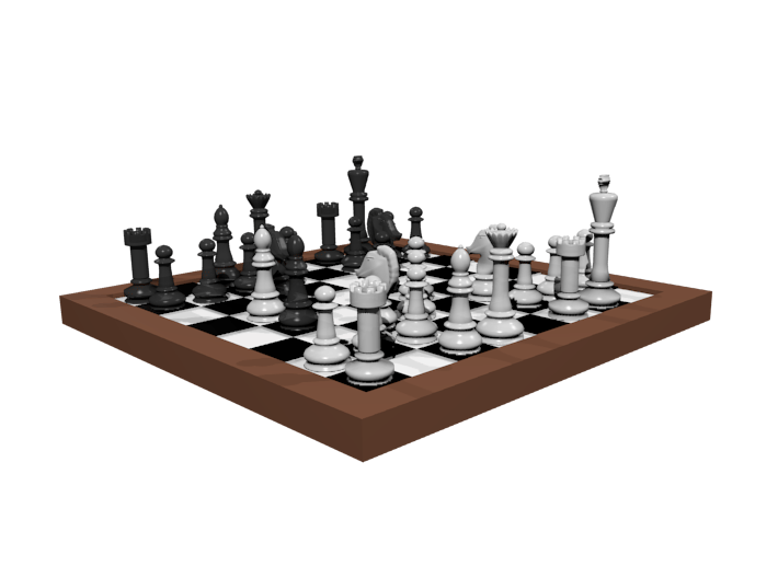 1/18 Scale Chess Board Mid-game (v01) 3d printed 