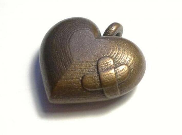 Wounded Heart Pendant 3d printed Antique Bronze Matte