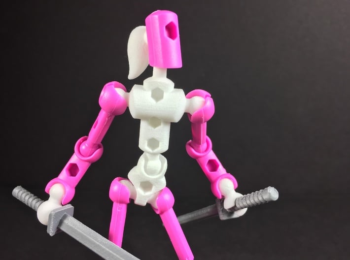 Moli (female) Modifier Kit for ModiBot Mo 3d printed Parts shown in white- weapons & pink parts sold separately
