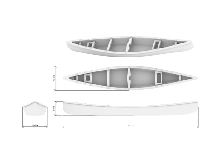 Canoe 01. HO Scale (1:87) 3d printed 