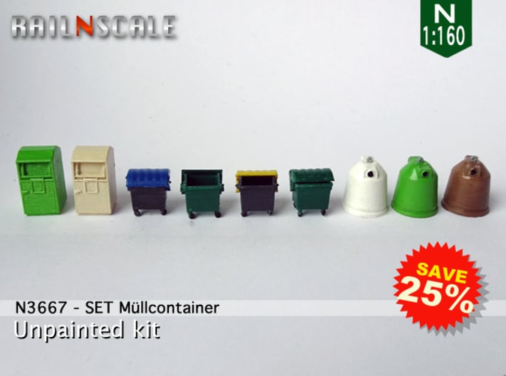 SET Müllcontainer (N 1:160) 3d printed 