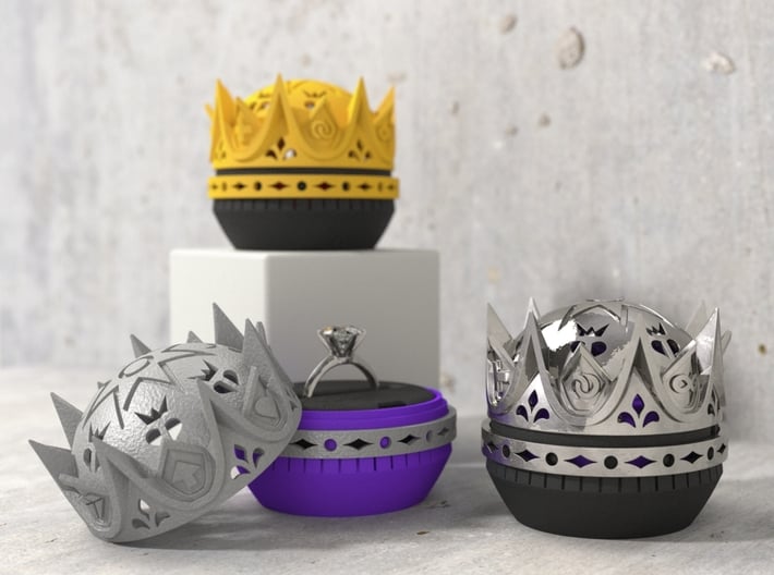 BASE for the Royal Love Crown Ring Box - Proposal 3d printed INCLUDE the BOTTOM BASE only!  TOP CROWN  and INSERT RING HOLDER Sold SEPARATELY!