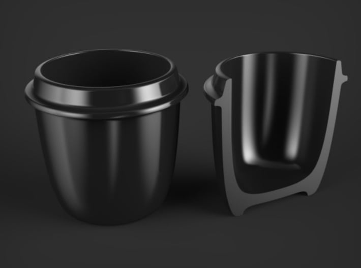 Coffee / Tea cup -- Dol Sot / Dduk bae gi style 3d printed Rendering showing wall thickness