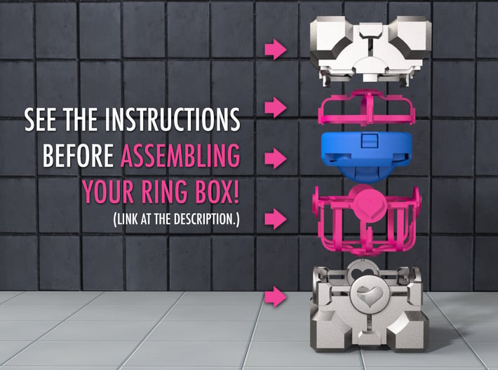 Portal ® "Hearts" for the Companion Cube Ring Box 3d printed The Ring Box and Ring Holder are sold separately in the shop!