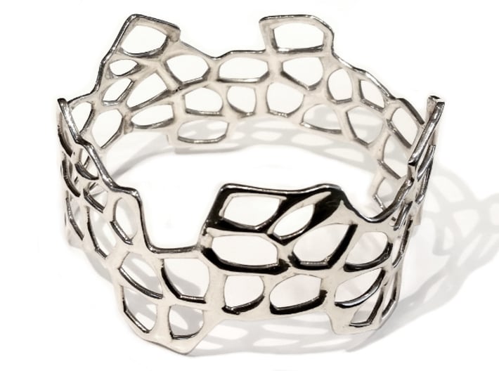 Cells Bracelet (67mm) 3d printed in polished silver