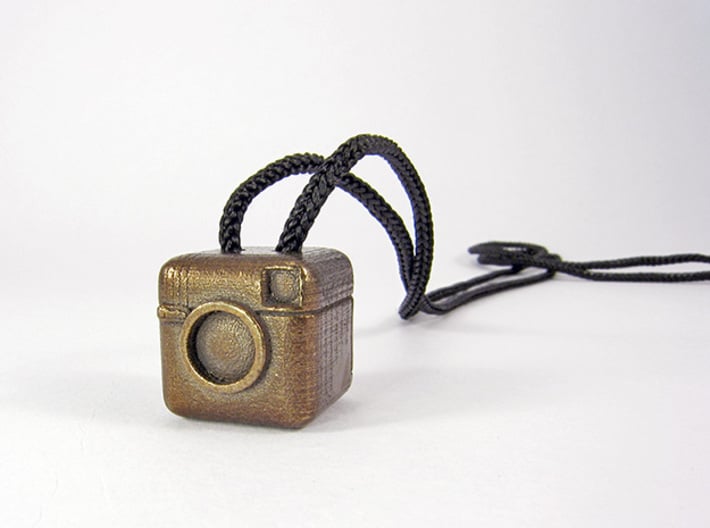 Instagram Style Camera (Pendant 20mm) 3d printed 20mm - Polished Bronze Steel
