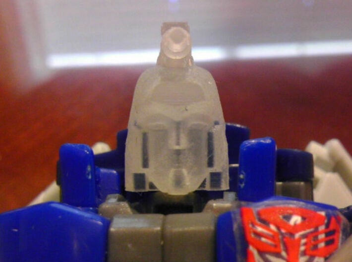 DEVCON Apex Head for GenScrg 3d printed Apex Head in Frosted Ultra Detail on TF. Gen. Scourge Deluxe Toy