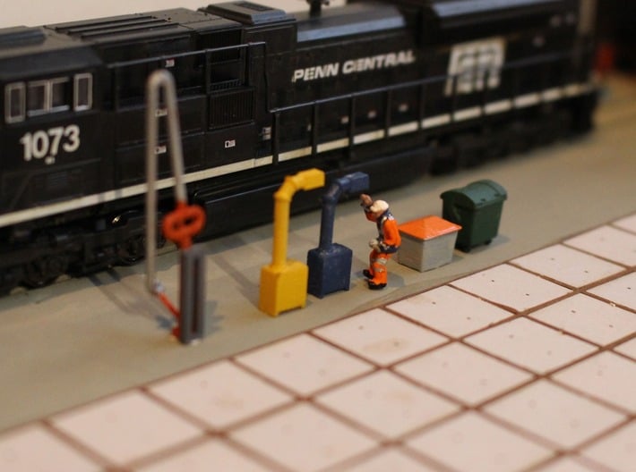 N Scale 12x Boom Cabinet 3d printed Little plastic guy trying to pull the hose out of the boom. Fuel crane available separately.