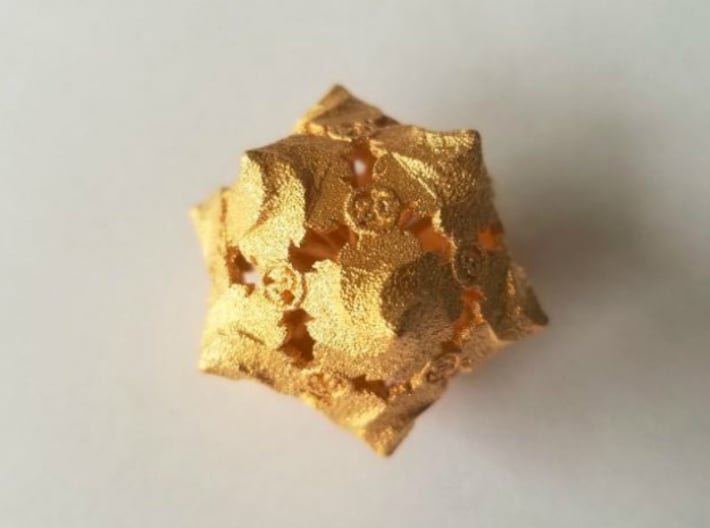 D20 Balanced - Fire (Small Numbers) 3d printed Customer Image: Matte Gold Steel - No longer available
