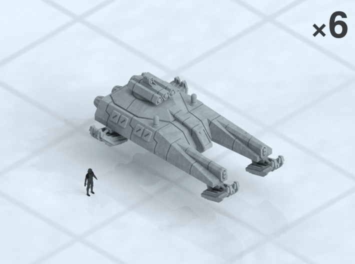 6mm Fast Grav Tanks (6) 3d printed Shown on 1" grid with 6mm figure (not included) for scale.