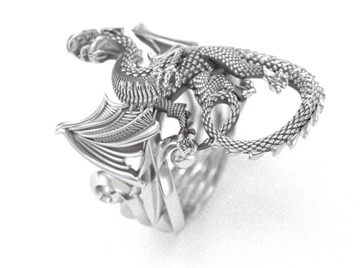 Whitby-wyrm dragon ring 3d printed