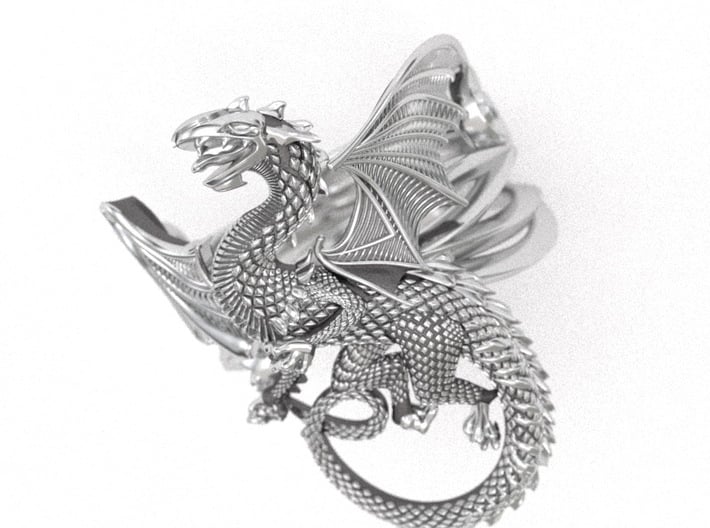 Whitby-wyrm dragon ring 3d printed 