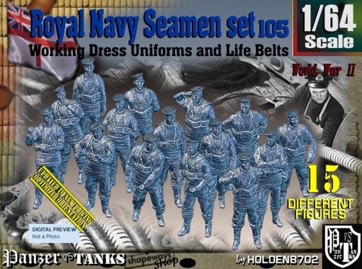 1/64 Royal Navy Seamen Set105 3d printed 