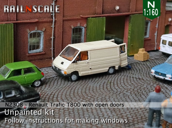 Renault Trafic T800 with open doors (N 1:160) 3d printed 