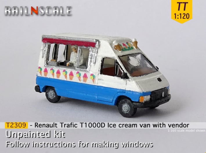Renault Trafic T1000D Ice cream van with vendor TT 3d printed 