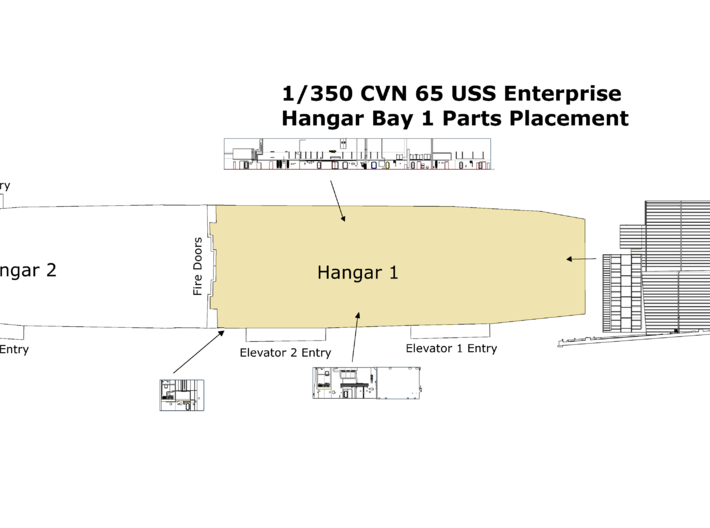 1:350 Scale USS Enterprise Hangar Bay 1 3d printed 