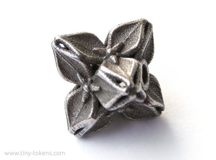 Floral Bead/Charm - Octahedron 3d printed Untreated Polished Bronzed-Silver Steel