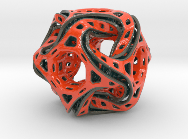 Ported looped drilled  cube colored 3d printed 