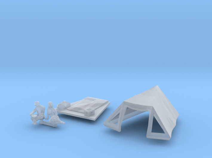 SET Pyramid tent with camping guests (N 1:160) 3d printed 