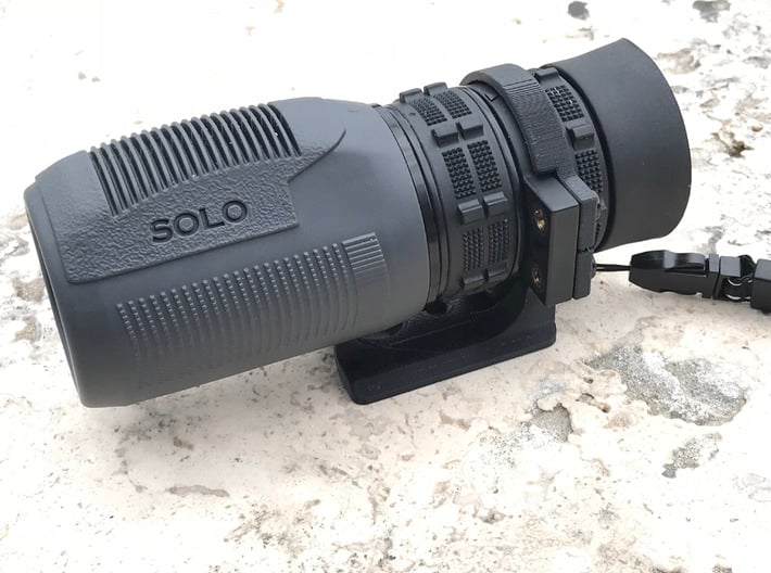 SOLO RT Monocular, Tripod Adapter 3d printed Prototype shown