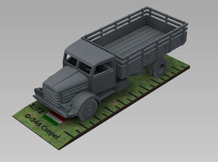1/72nd scale Csepel D-344 truck 3d printed Rendered image.