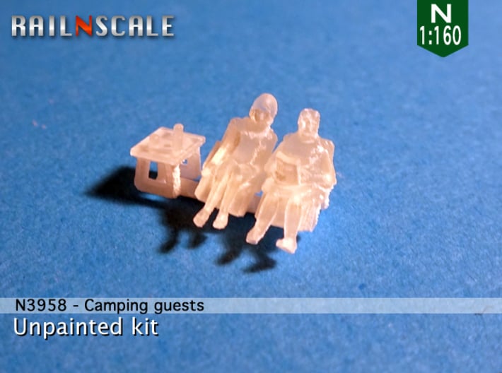 Camping guests and accessories - kit A (N 1:160) 3d printed 