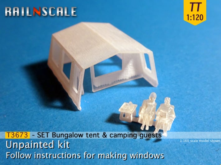 SET Bungalow tent with camping guests (TT 1:120) 3d printed 