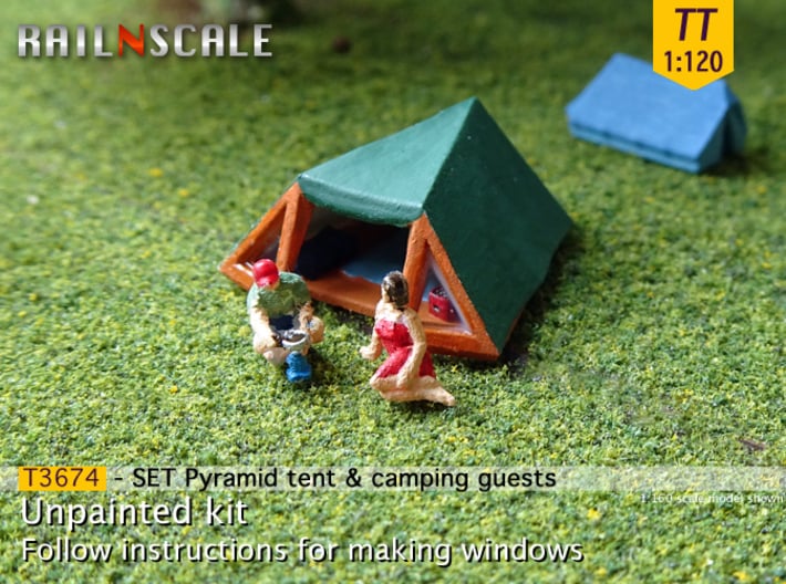 SET Pyramid tent with camping guests (TT 1:120) 3d printed