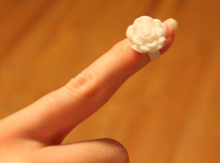 Tiny Rose Ring / Thimble (Fits My Finger tip) 3d printed 