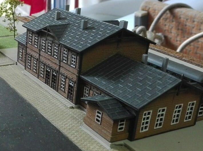 Wooden Train Station 3d printed 