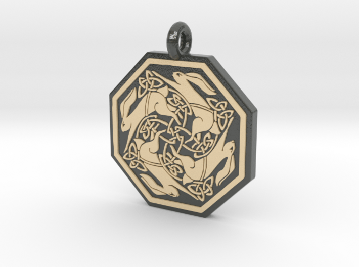 Hare Celtic  Octagon Pendant  3d printed 