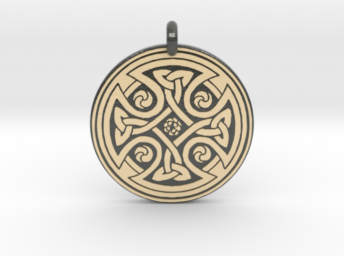 Celtic Cross - Round Pendant 3d printed
