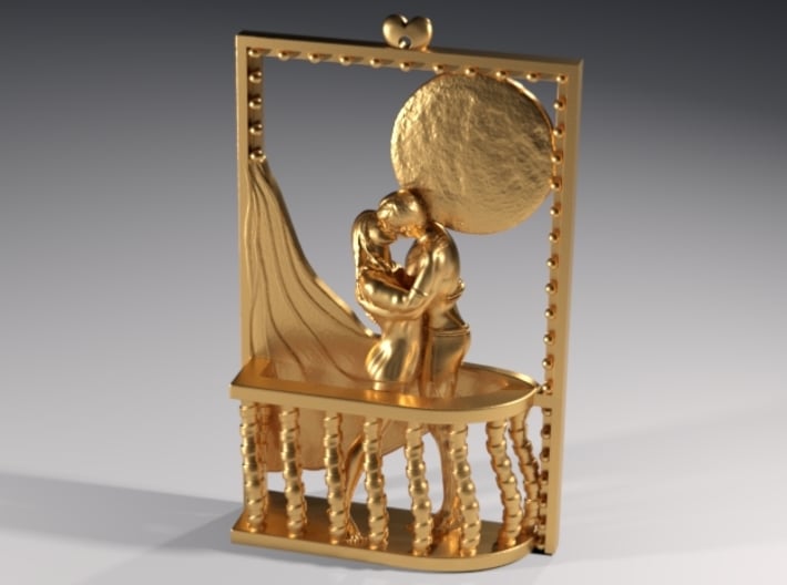 Romantic mood at full moon 3d printed Polished Brass