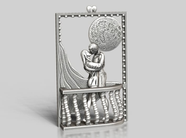 Romantic mood at full moon 3d printed Antique Silver